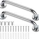 Blulu 2 Set Shower Grab Bar Stainless Steel Bathroom Grab Bar Handle Anti Slip Heavy Duty Bathtub Handle Support Balance Hand Rails for Bathroom Elderly Handicap Senior Pregnant (12 Inch)