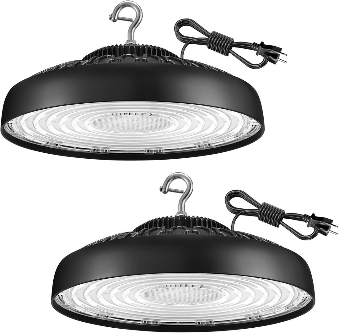 2 Pack 400W UFO LED High Bay Light, 60000LM 5000K Daylight, Replaces 1600W MH/HPS, for Warehouse, Workshop, Gym, Stadium, Industrial & Commercial Lighting Non-dimmable, 5000K, 400W 2 PACK
