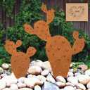 2pcs Metal Cactus Outdoor Decor,Desert Steel Yard Art, Metal Plants Prickly Pear Cactus,Lawn Decoration&Yard Art Outdoor and Garden Clearance Large