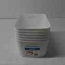 StarPlast 6 Pack Plastic Storage Bin with Handle, White Bathroom Kitchen Organizer Bin for School, Office, Classroom, Hand Soaps, Shampoos, Lotion, Conditioners, Hand Towels, Cosmetic, Snacks, 9.65x6.7x4.2 in