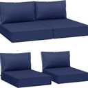 AAAAAcessories Outdoor Deep Seat Cushions, Waterproof, Fade-Resistant Patio Furniture Replacement Cushions, 23.5" x 25.5" x 5" + 23.5" x 13.5", Set of 4, Navy Blue