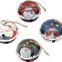 Attraction Design Christmas Jingle Bell Hanging Ornament Set of 4, 3X2.5 Inch Rustic Christmas Tree Snowman Decoration Bell Ornament Wall Door Hanging Decoration Party Decor Xmas Gifts (Jingle Bell B)