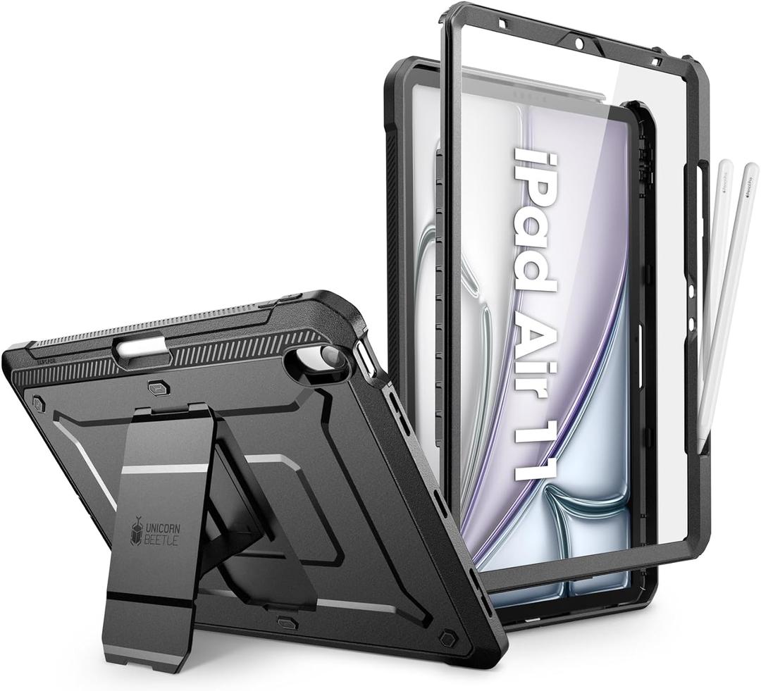 SUPCASE for iPad Air 11 Inch Case M4/M3/M2 (2026/2025/2024), [Built-in Screen Protector & Pencil Holder & Stand] Rugged Protective Cover for iPad Air 10.9 Inch 5th/4th Generation (2022/2020), Black