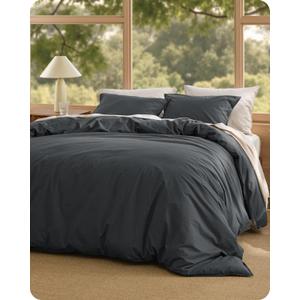 Bedsure Cotton Duvet Cover Oversized King - Luxury Slub Weave 100% Cotton Duvet Cover with a Linen Like Textured, Easy Change Durable Bedding, Charcoal, 120" x 98" (38 - Slub Charcoal (No Comforter))