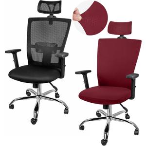 Lounsweer 3 Pieces Office Chair Cover Rolling Desk Chair Cover Gaming Covers Stretch Washable Protector Pets Slipcovers for Swivel Armchair Boss(Classic,Wine Red)