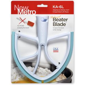 New Metro Design KA-6LAQ Plastic Beater Blade, works w/most KitchenAid 6 and 7 Qt Bowl-Lift Stand Mixers, Aqua
