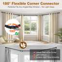 Bay Window Curtain Rods, 36-160" Heavy Duty Corner Curtain Rod, Adjustable DIY Design for Center and Side Rods,U-Shape 1 inch Drapery Rod Set with Brackets for Windows - Black