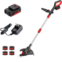 MZK 20V 12'' Cordless String Trimmer, Grass Trimmer&Edger with 4 Replacement Spools, Battery Powered Lightweight Weed Trimmer with Auto Line Feed(Battery and Fast Charger Included)