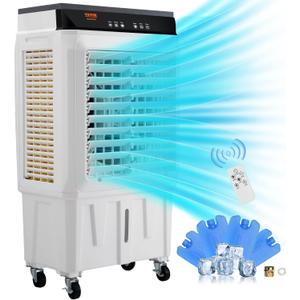 VEVOR Evaporative Air Cooler,2100 CFM 13X34 inch Air Cooler,3 Speeds and 12H Timer Portable Air Conditioner,Energy-Saved Swamp Cooler for party,pool and patio,7 Gal Water Tank & 750 Sq.Ft