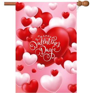 Valentine Flag, Double Sided Valentine's Day Flag Red and White Love Valentine Garden Flag 28 x 40 Inch Valentine House Flags for Valentine's Day Decoration with 2 Grommets