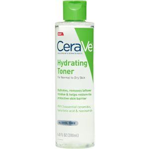 CeraVe Hydrating Toner for Face Non-Alcoholic with Hyaluronic Acid, Niacinamide, and Ceramides for Sensitive Dry Skin, Fragrance-Free Non Comedogenic, Full Size, 6.8 Fl Oz