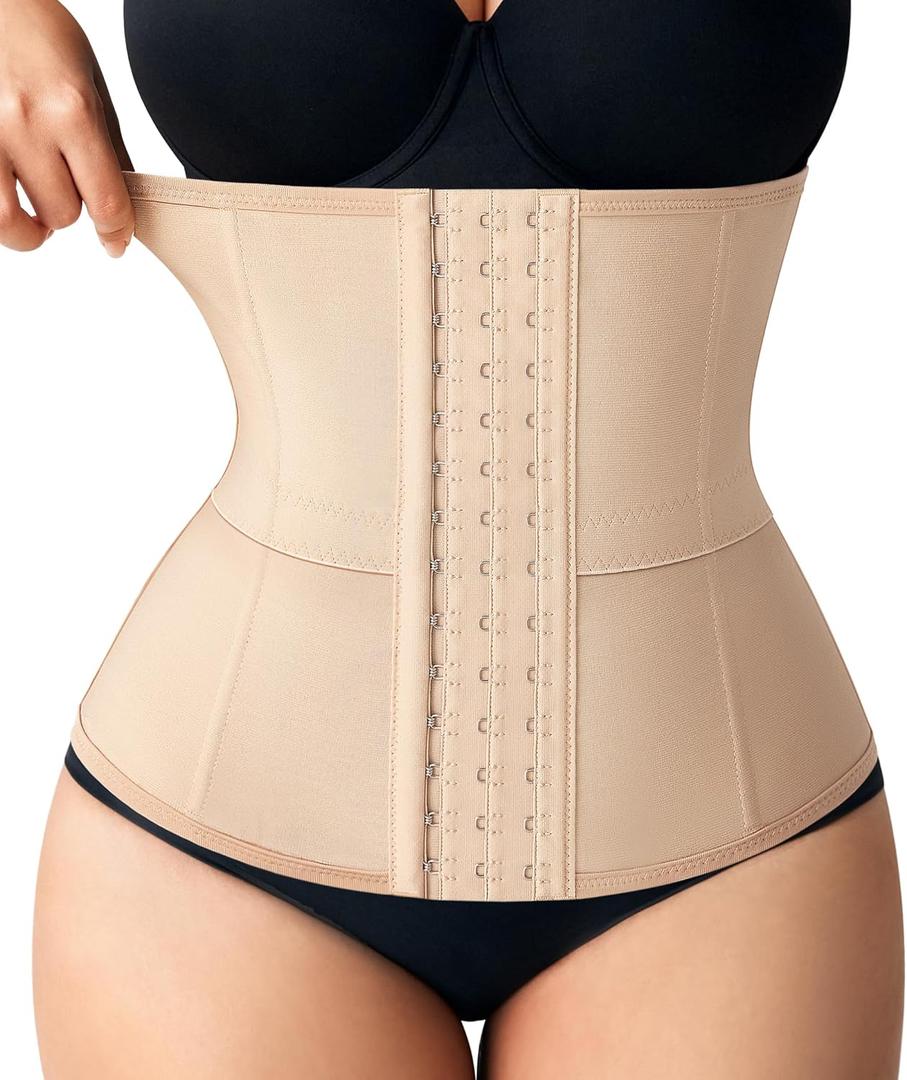 Nebility Waist Trainer for Women Corset Shapewear Tummy Control Body Shaper Girdle Waist Cincher Postpartum Belly Band(Large, Beige)