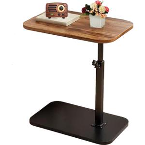 C End Table Adjustable Height, C Shaped Side Tables Living Room and Bedroom for Sofa, Chair, Bed, Coffee Small Spaces Side Table (Walnut Brown)