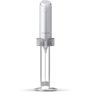 Rechargeable Milk Frother Handheld With USB-C Charging Stand, Electric Drink Mixer, Mini Whisk for Coffee, Matcha, etc (Glossy Silver)