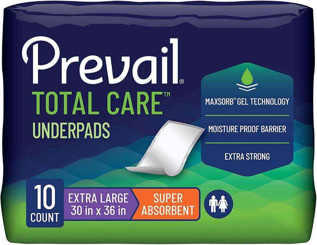 Prevail Incontinence Underpads - Unisex Disposable Underpads for Men & Women - Super Absorbent, 30" X 36", 40 Count (4 Packs of 10)