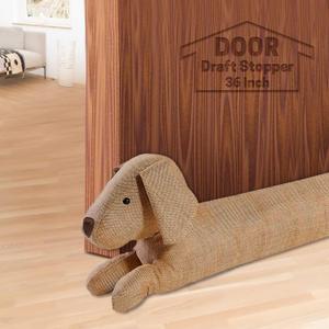 SWISSELITE 36 Inch Under Door Stopper, Decorative Door Noise Blocker, Weighted 3.2 Pounds Animal Air Draft Stopper Soundproof Energy Saver for Door & Window (Dog Khaki)