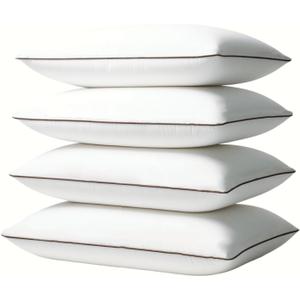 Luxury Comfort Set of 4 Queen Size Bed Pillows - Hypoallergenic Polyester Microfiber Material - Premium Sleep Support for Side, Back, and Stomach Sleepers - 18 x 28 inches, 45 cm x 70 cm