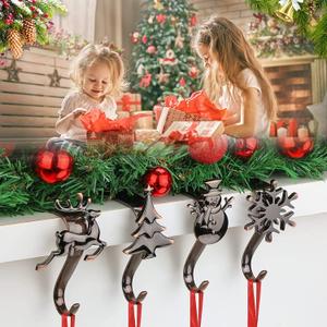 Christmas Stocking Holders for Mantle, Christmas Stocking Hangers for Mantel Set of 4 Fireplace Stocking Holders for Mantle Stocking Holders for Mantle Set 4 Christmas Stocking Hooks for Mantle Bronze
