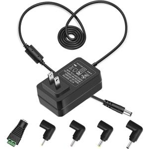 ZIFI AC 100-240V to DC 24V 1.5A Power Adapter with 5pcs DC Connectors for LED Strip Light, Essential Oil Diffuser, and More 24V Devices (Up to 1.5A, Not for Charging Batteries)