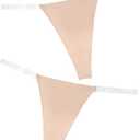 SEAUR Adjustable Clear Strap Underwear for Women Seamless Ice Silk Thong Panties Breathable Invisible No Show Briefs (Small, 2 Pack Nude)
