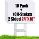 WENWELL 10 Large Blank Yard Signs with Stakes 18 x 24",Corrugated Plastic Lawn Sign kit for Estate Garage Sale,Party,Birthday,Wedding,Campaign,Parking,Make you own Outdoor Sign, White Silvery 
