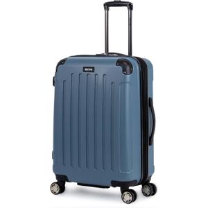 Kenneth Cole REACTION Renegade Luggage Expandable 8-Wheel Spinner Lightweight Hardside Suitcase, Granite Blue, 24-Inch Checked