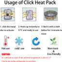 2 x Reusable Click Instant Heat Packs, Pocket Hand Warmers, Snap It Hot/Cold Gel Heating Pad for Adults & Kids, Instant Hot Pad, Hot Compress, Hand Click Gel Warmers for Body