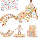 wingyz Pikler Triangle Climbing Set with Cushion,Foldable 8 in 1 Jungle Gyms for Toddlers 1-3, Indoor Playground for Kids,Baby Montessori Climber GiftRainbow