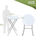 32in Cocktail Table, no Assembly Required, High Top Bistro Round Plastic Folding Table, Foldable Portable Bar Height Tables, Indoor Outdoor for Party Banquet Wedding Picnic Dining Camping, White