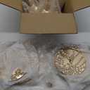 Bokon 6 Pcs Crystal Gold Cake Stand Round Dessert Cupcake Holder Metal Stand Table Cake Pedestal with Crystal Pendant and Wedding Bead Dessert Cupcake Pastry Display Plate for Wedding Birthday Party