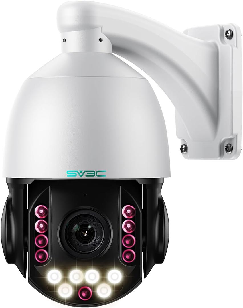SV3C 20X Zoom PTZ POE Camera Outdoor 5MP Camera, Auto Tracking Auto Focus 360 Home Security Camera, HD200FT IR Auto Night Vision Waterproof Motion Detect Remote Access, ONVIF, Camhipro, SD Card Slot