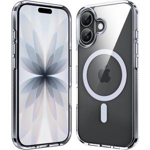 Supdeal Magnetic Clear Case for iPhone 17, [Compatible with MagSafe] [Non Slip Bumper & Not Yellowing] Military Grade Shockproof Transparent Silicone Phone Cover, 6.3", Transparent