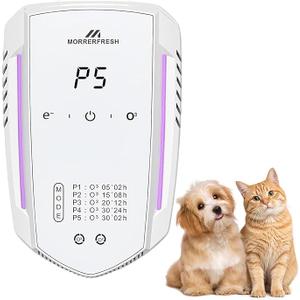 Morrerfresh Ozone Odor Eliminator for Strong Odor 99% Cat Litter Deodorizer Dog Poof Odor Removal Air Ionizers for Home Portable Air Purifier for Pets Toilet Wardrobe Shoe Garage Room Cabinet White