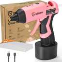 GoGonova Cordless Glue Gun, 15s Fast Preheating 2Ah Cordless Hot Glue Gun with 25 Pcs Premium Mini Glue Gun Sticks, USB-C Battery Rechargeable Hot Glue Gun, Smart Power-Off, Pink