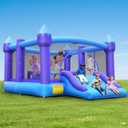 Hapfan Inflatable Bounce House for Big Kids, 15ft x 12ft Large Outdoor Bouncy Castle with Wider Slide & Basketball Hoop, Great for Birthday Party, Blower Included, Holds 6 Kids 600lbs (Purple), 15.3' D * 12 W * 7.9' H