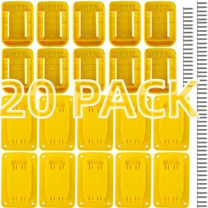 20 Pack Tool Holders Battery Holders Compatible for Dewalt 20V 60V Battery Drill Tools, 10 PCS Tool Holders and 10 PCS Battery Holders with Screws