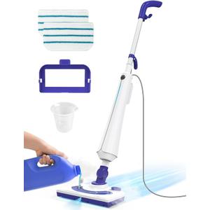 Aspiron Professional Steam Mop Cleaner, 1300W Floor Steamer with Detergent Chamber, 25S Heat Up, Lightweight Steamer for Cleaning with 2 Washable Pads, Safe for Tiles, Upholstery, Carpet, Hardwood, Blue