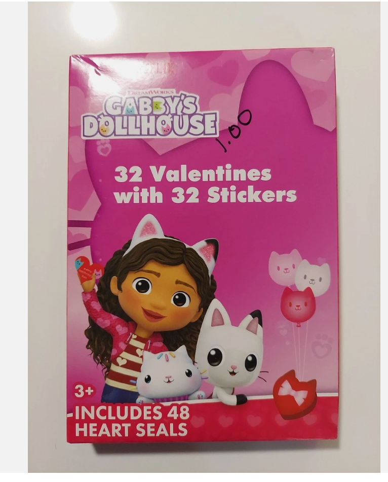 Valentine's Day Gabby's Dollhouse Valentines - 32 Valentines + Stickers & Seals 3 Packs