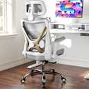 Ergalithic Office Home Ergonomic Desk Chair-Computer X-Shaped Chair Mesh PU Leather with Adjustable Lumbar Support-Executive Chair High Back with Headrest Flip-Up Arms for Long Hours (Grey), 24.8" W X 25.98" D X 47.24" H