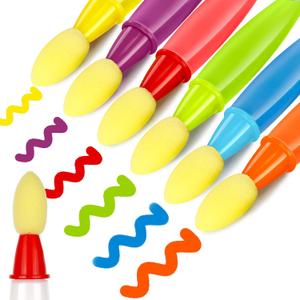 6 Pcs Sidewalk Chalk Paint Brush, Washable Sidewalk Paint Brush with Liquid Chalk Set, Easy to Clean Reusable, Come with Pigment Powder