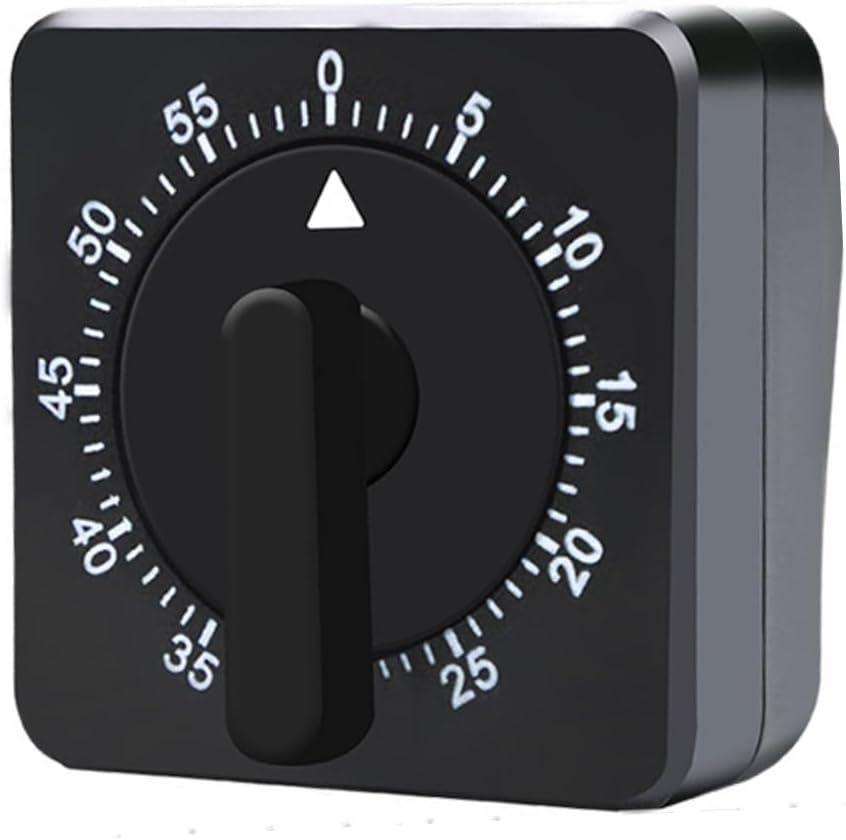 Square 60 Minute Mechanical Kitchen Timer Loud Alarm No Batteries Ideal for Cooking Baking and Kitchen Management Black