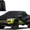Car Cover Custom Fit for Toyota Tacoma 2005-2025, Waterproof All Weather for Automobiles Full Exterior Cover Rain Sun Snow Protector with Door Zipper Black