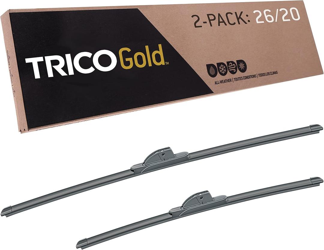 TRICO Gold 26" + 20" Premium Automotive Replacement Windshield Wiper Blades (Set of 2), Passenger and Driver Side All-Weather Beam Wiper Blades for Select Vehicle Models