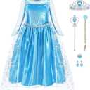Princess Dress for Girls Princess Costume Halloween Cosplay Princess Dress Up Luxury Birthday Outfit for Toddler Kids (5-6 Years)