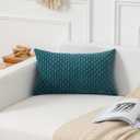 Kevin Textile 14x22 Inch Pillow Cover 1 Pack Boho Decorative Soft Striped Corduroy Lumbar Farmhouse Color Accent Rectangle Cushion Case for Living Room Couch Sofa Bed, Teal Blue