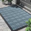 Yimobra Front Door Mat, Waterproof Indoor Outdoor Welcome Mats for Entrance, Heavy Duty Non-Slip Rubber Backing, Garage or Patio Entry Floor, 36x24, Grey (Mix Blue)