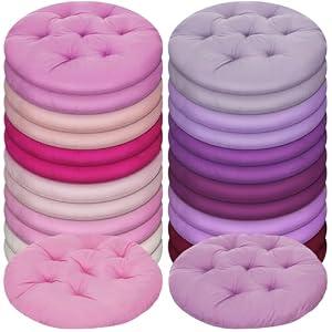 Tinideya 24 Pcs Round Floor Cushions Floor Pillows Meditation Seat Pillows Flexible Seating for Adults Kids, Chair Cushions for Classroom, Nursery, Living Room, Yoga(Medium 15.7 Inch, Pink-Purple)