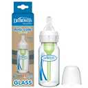 Dr. Brown's AntiColic Options+ Narrow Glass Baby Bottle with Level 1 Slow Flow Nipple, BPAFree, 4 oz/120mL, 4Pack