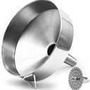 Super Large Stainless Steel Large Funnel with Detachable Strainer/Filter for Cooking Oil and Transmission Liquid and Powder, Food Grade Metal Kitchen Funnels
