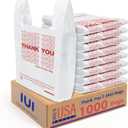 Thank You Plastic Bags1000 Count White With Handle 4 Gallon (11.5" x 6.5" x 21"), T-shirt Trash Bags Liner For Grocery, Shopping, Small Business, Restaurants (Made In USA)